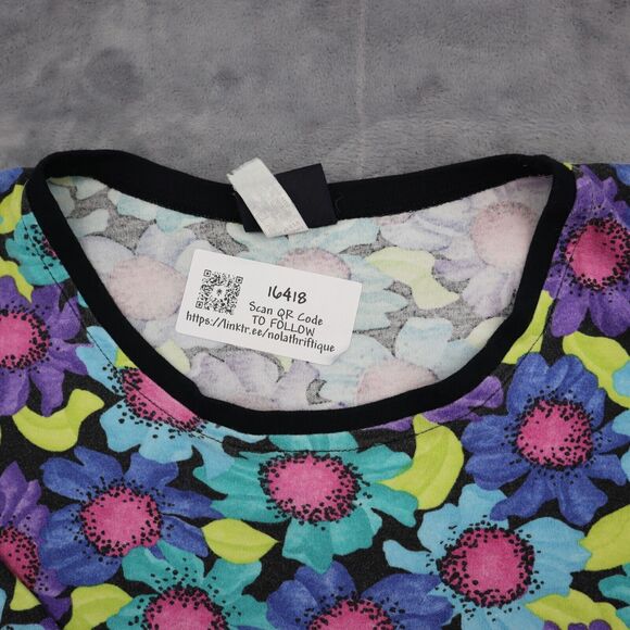 Lee Shirt Womens 2XL Multicolor Floral Short Sleeve Round Neck Casual Outwear - Picture 7 of 16